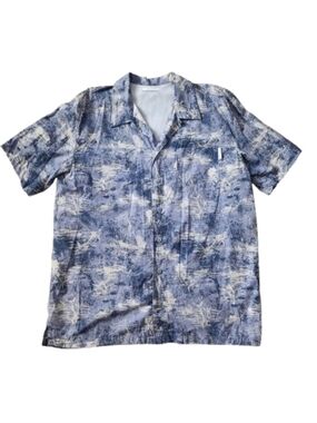 Columbia Blue and White Short Sleeve Button-Up Shirt